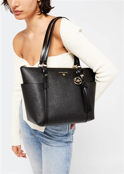 michael kors black mirror metallic tote|Michael Kors sullivan medium tote.